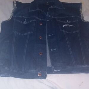 FUBU Blue Denim Vest Classic Sleeveless Jacket